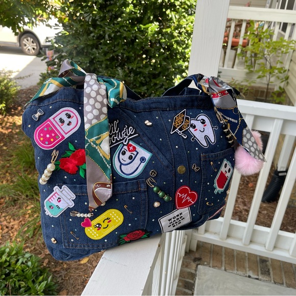 Denim Customized Junk Bag- Large w/ Crossbody Strap